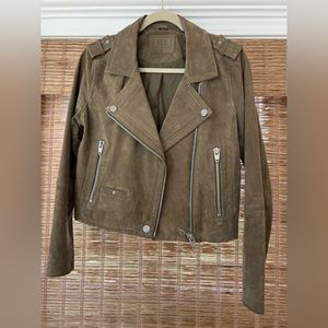 Blank NYC Sl8 Olive Green Suede Leather Moto Jacket - Small
